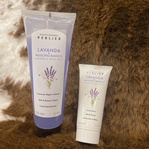Perlier Lavender and White Musk Bath & Shower Cream 8.4 fl oz And Hand Cream New - Picture 1 of 3